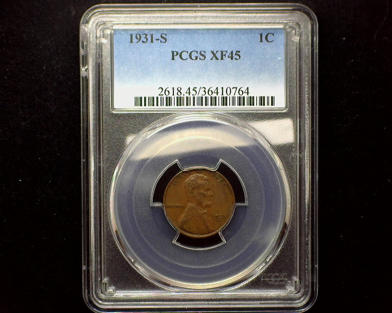 1931 S Lincoln Wheat Cent PCGS XF 45 - US Coin