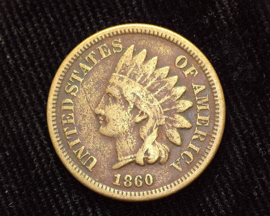 1860 Pointed Bust Indian Head Penny/Cent VG - US Coin