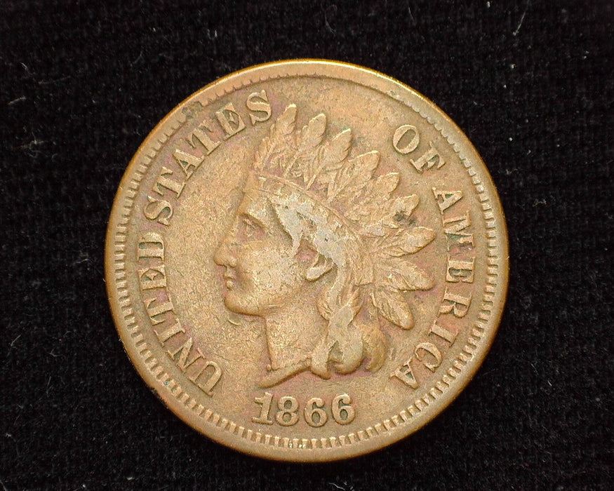 1866 Indian Head Penny/Cent F Slight Corrosion - US Coin