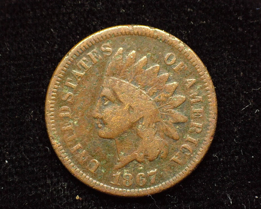 1867 Indian Head Penny/Cent G Pitting - US Coin