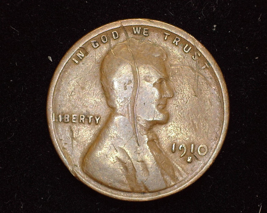 1910 S Lincoln Wheat Penny/Cent VG Scratch - US Coin
