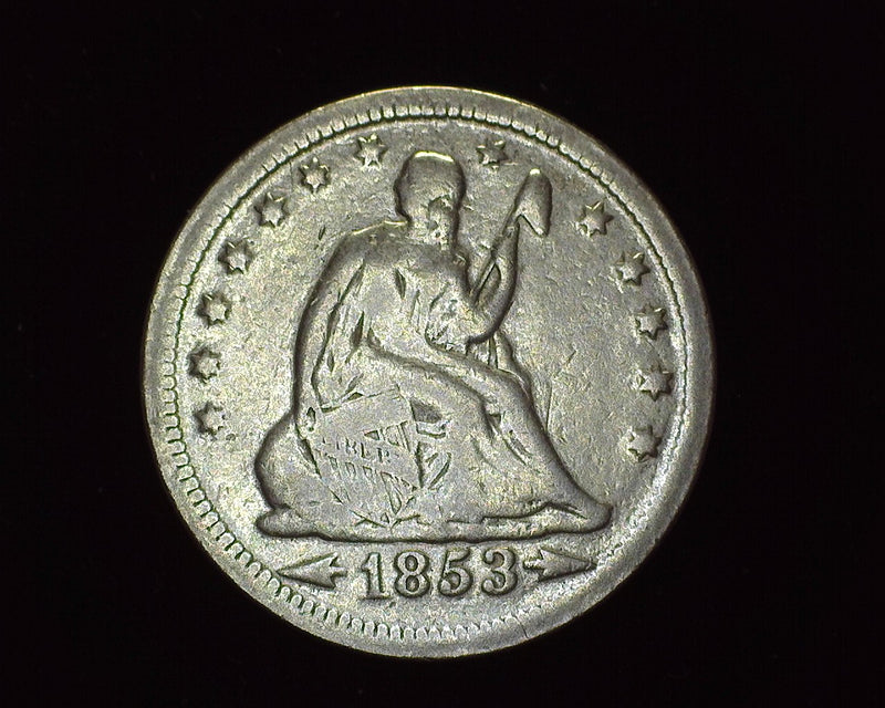 1853 Arrows & Rays Liberty Seated Quarter VG Cleaned - US Coin