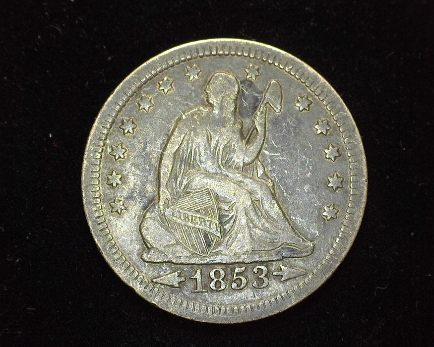 1853 Arrows & Rays Liberty Seated Quarter VF - US Coin