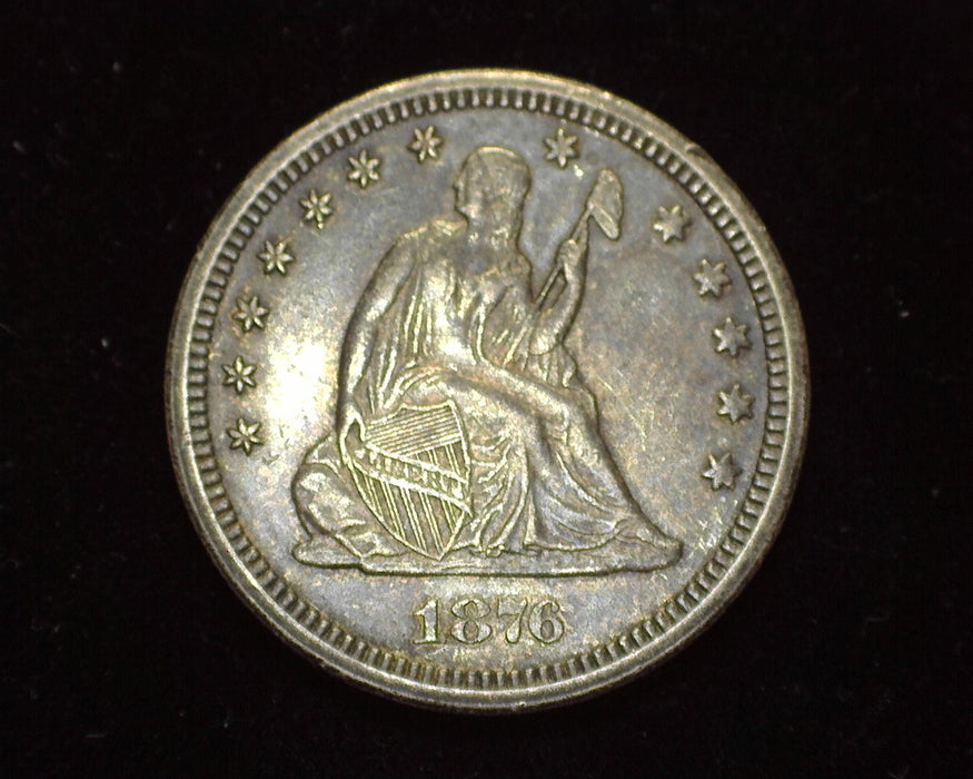 1876 CC Liberty Seated Quarter AU - US Coin