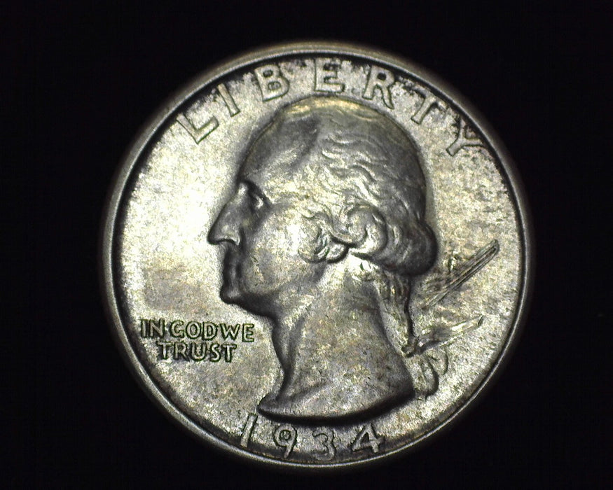 1934 Washington Quarter AU Scratch - US Coin