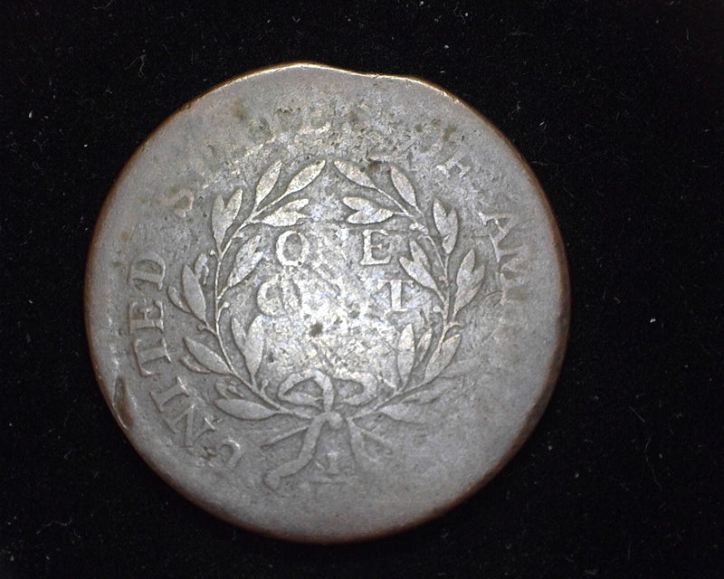 1795 Liberty Cap Large Cent Plain edge. Clipped planchet rotated 180°. Slight environmental damage. VG/F - US Coin