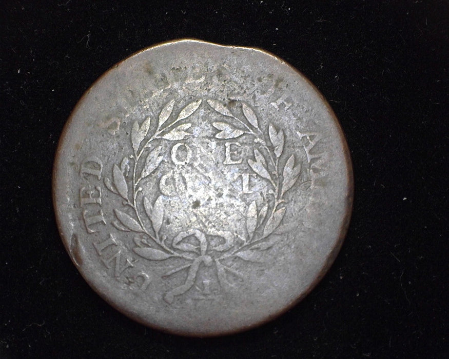 1795 Plain edge Liberty Cap Large Cent Clipped planchet rotated 180°. Slight environmental damage. VG/F - US Coin