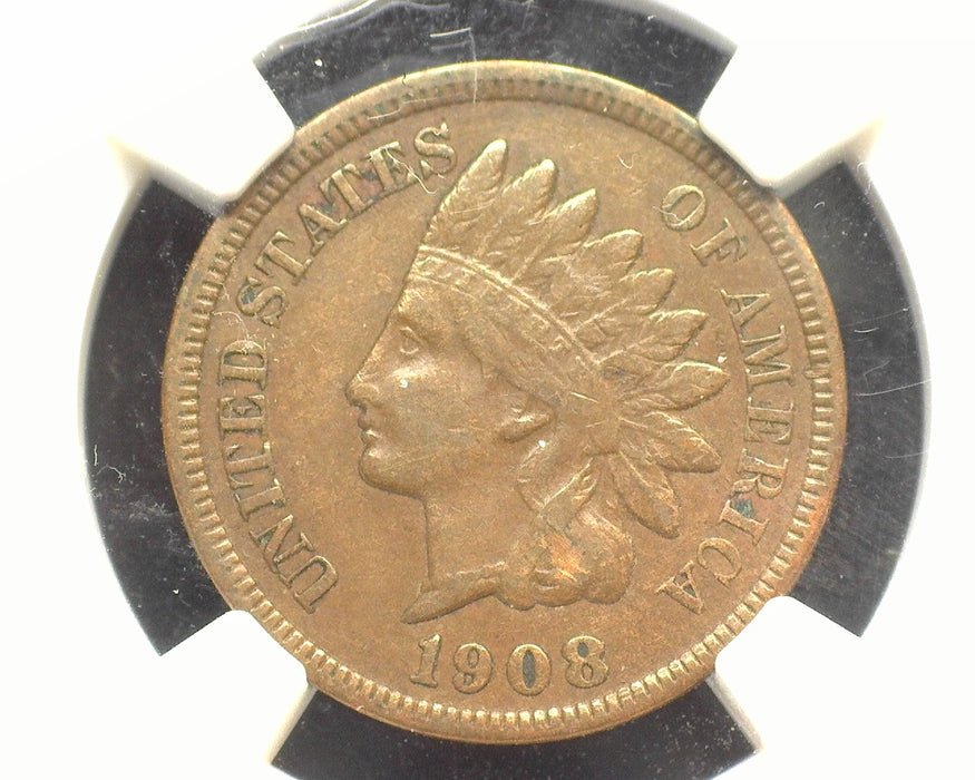 1908 S Indian Head Penny/Cent XF 45 BN NGC - US Coin