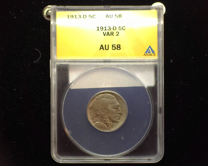 1913 D Var 2 Buffalo Nickel ANACS AU 58 - US Coin