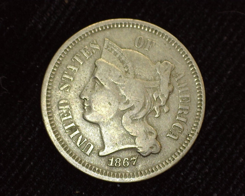 1867 Three Cent Nickel VG - US Coin