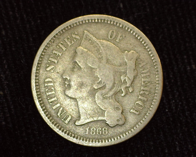 1868 Three Cent Nickel F - US Coin