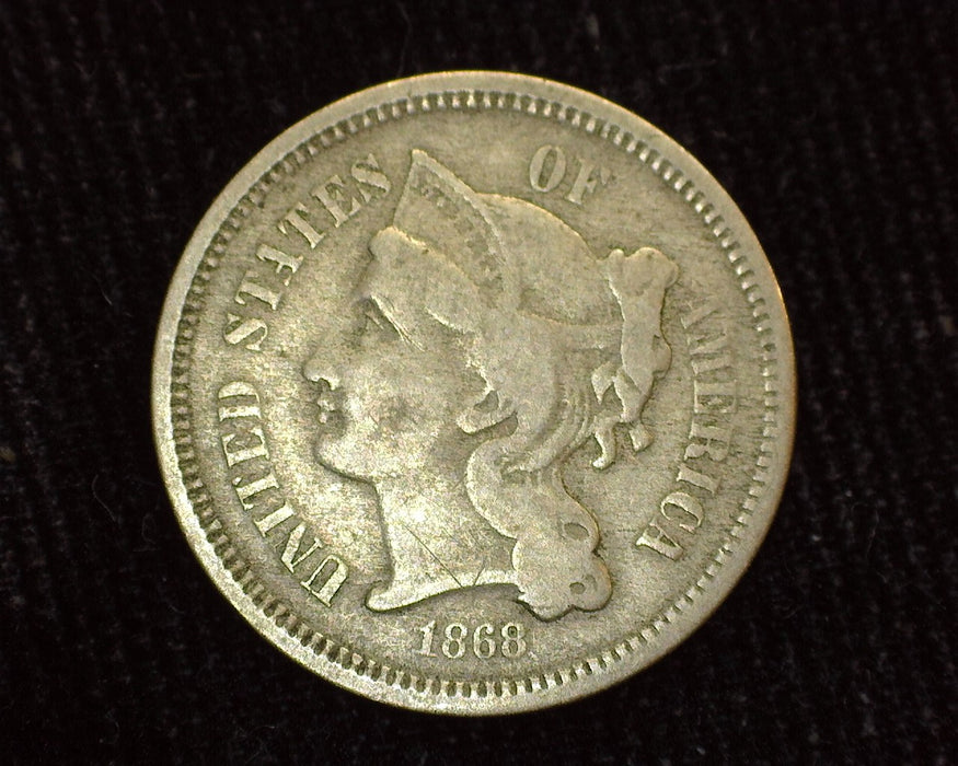 1868 Three Cent Nickel F - US Coin