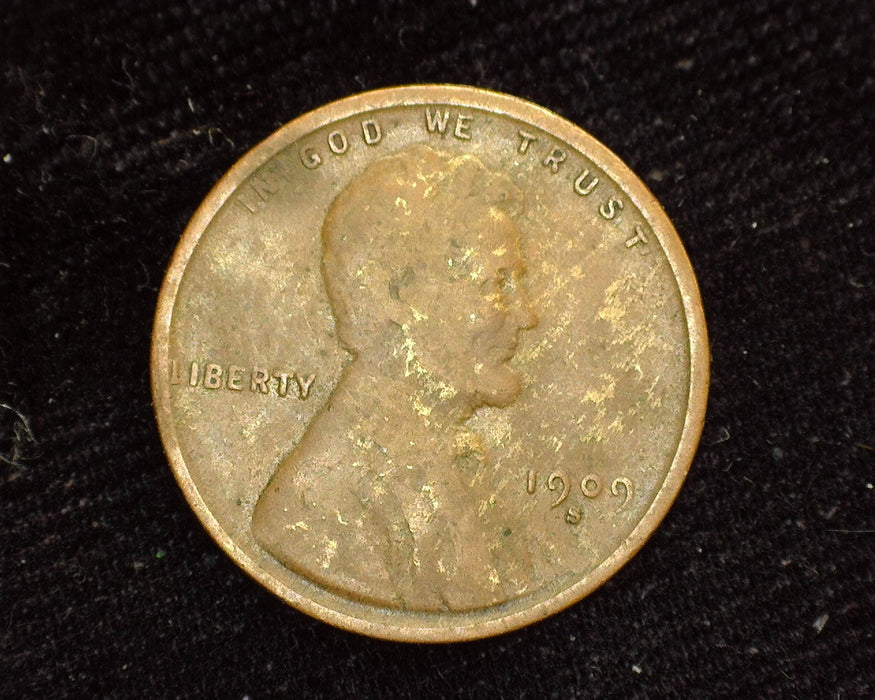 1909 S Lincoln Wheat Penny/Cent F - US Coin