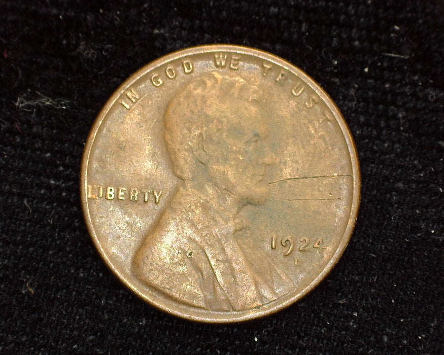 1924 D Lincoln Wheat Penny/Cent F Scratch - US Coin