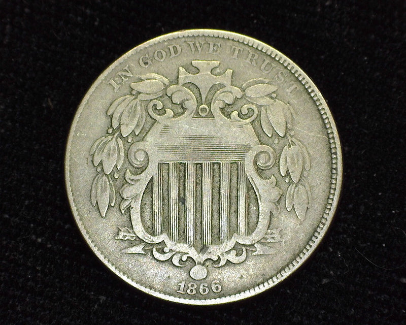 1866 Rays Shield Nickel F - US Coin