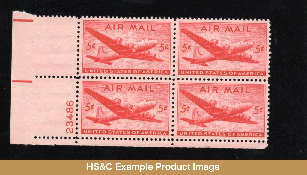 #C32 1946 5 Cents Dc4 Skymaster Mnh Airmail Plate Block Us Stamps F/Vf Pb Generic