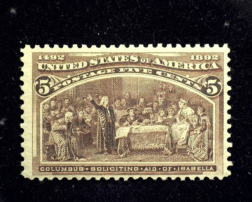 #234 5 Cent Columbian Reperforated at top. Mint VF H US Stamp