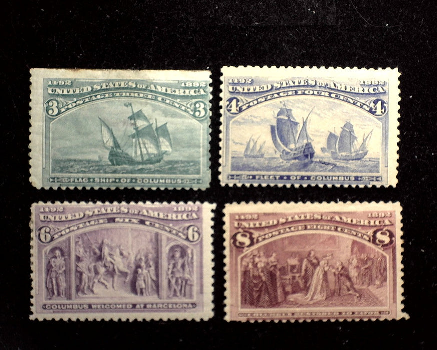 #232, 233, 235, 236, 1892 Columbian Issue. Mint F H US Stamps