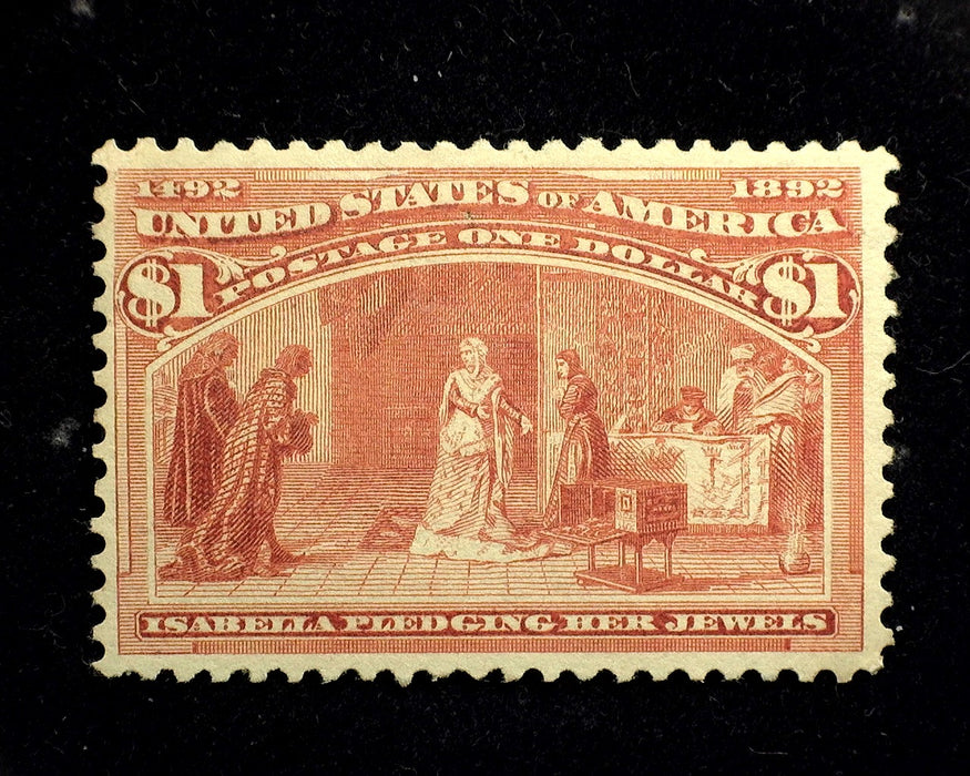 #241 1 Dollar Columbian Sound stamp. Good color. Mint VF Regummed US Stamp