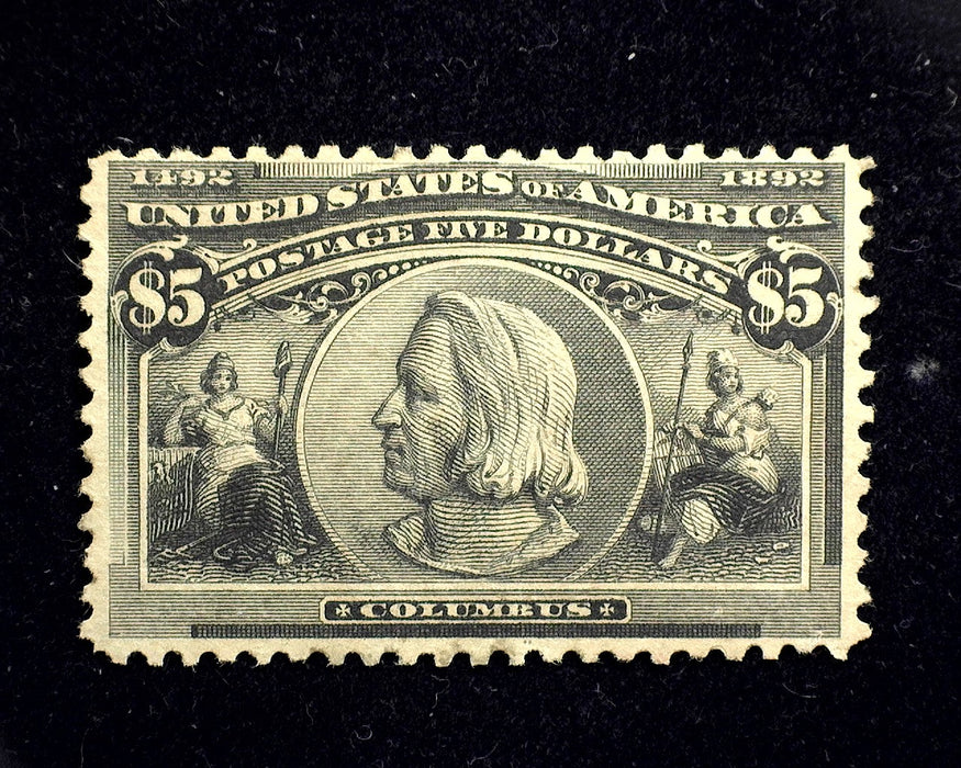 #245 Mint 5 Dollar Columbian Disturbed gum. Nice appearing Desirable value. F H US Stamp