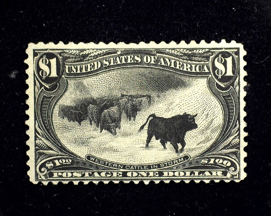 #292 Mint 1 Dollar Trans Mississippi Regummed appears NH. Good color sound stamp F US Stamp
