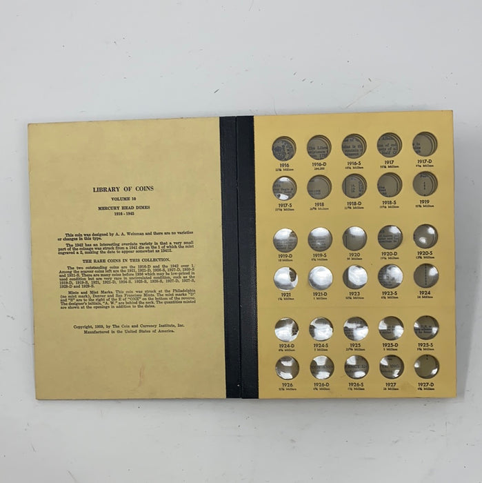 Library of Coins Vol 10 Mercury Head Dimes Coin Album-Used