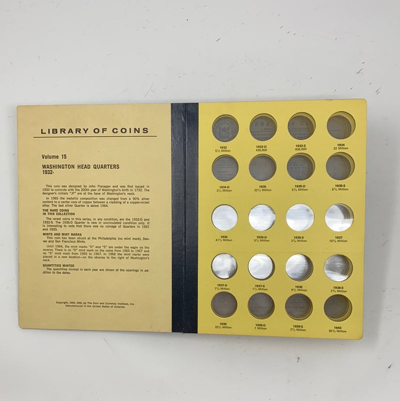 Library of Coins Vol 15 Washington Quarters Coin Album-Used