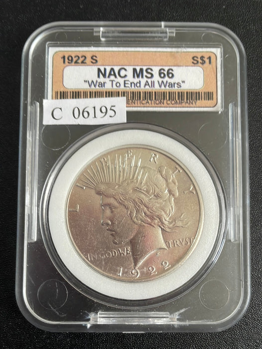1922 S Peace Dollar NAC MS66 We feel MS 63 - US Coin