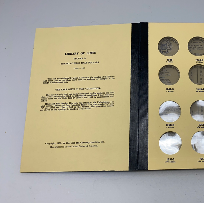 Library of Coins Vol 21 Franklin Half Dollars Coin Album-Used