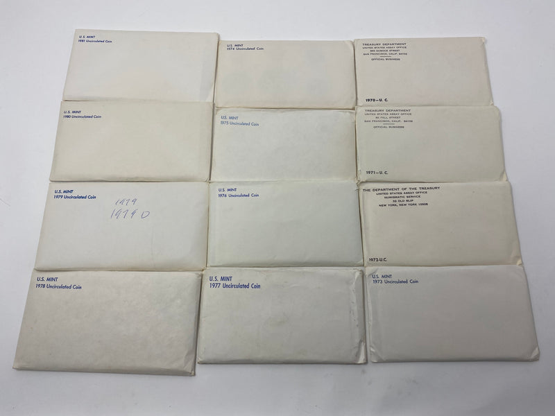 1970 - 1981 P & D US Mint Uncirculated Coin Set of 12