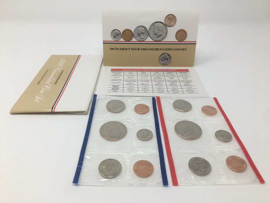 1986 P & D US Mint Uncirculated Coin Set