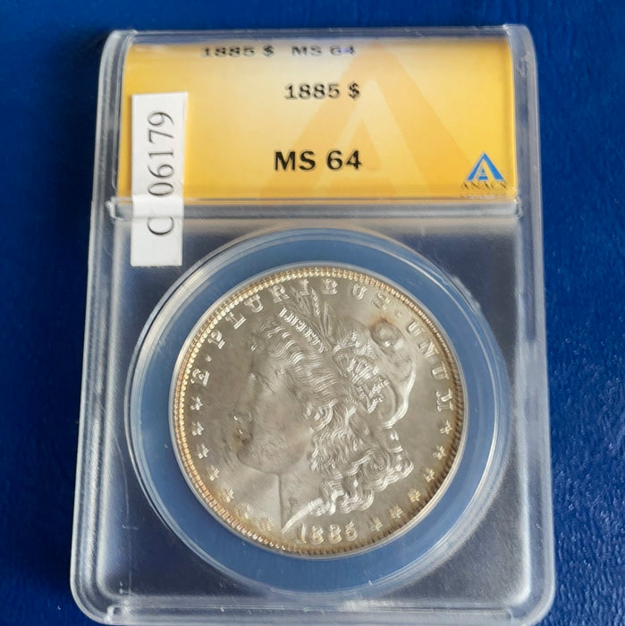 1885 Morgan Silver Dollar ANACS MS-64 - US Coin