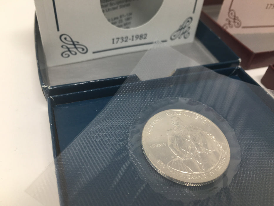 1982 S Proof & 1982 D Uncirculated Washington 90% Silver Half Dollars US Mint Commemorative Coins - US Coin