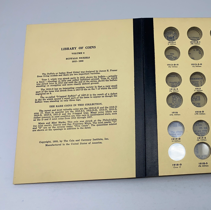 Library of Coins Vol 6 Buffalo Nickels Coin Album-Used