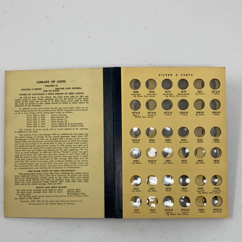 Library of Coins Vol 61 Canada 5 Cents Coin Album-Used