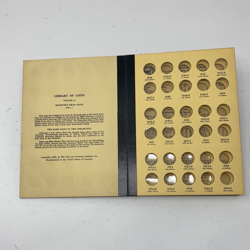 Library of Coins Vol 11 Roosevelt Head Dimes Coin Album-Used