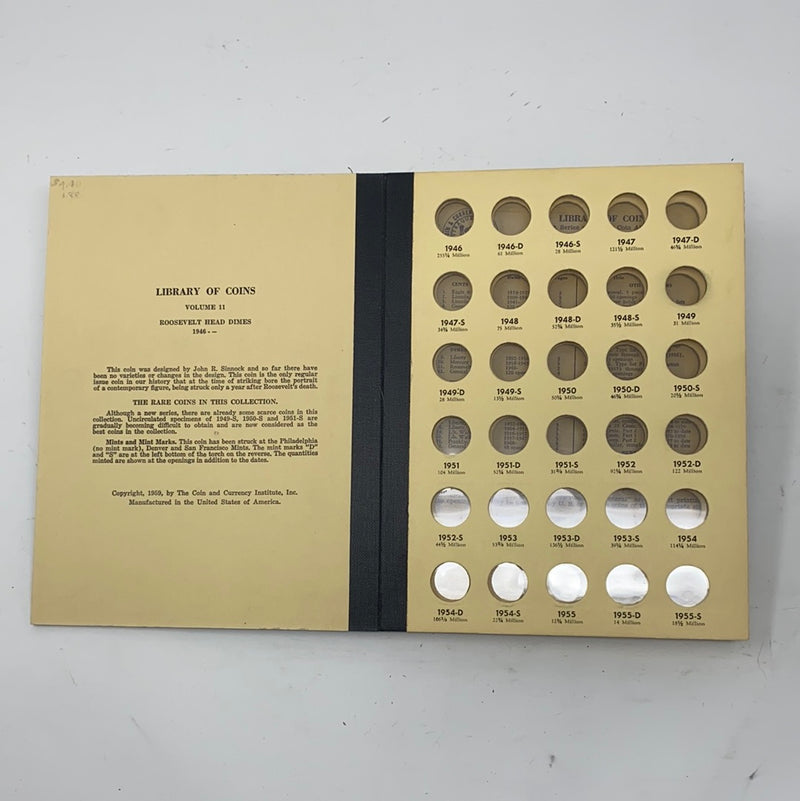 Library of Coins Vol 11 Roosevelt Head Dimes Coin Album-Used