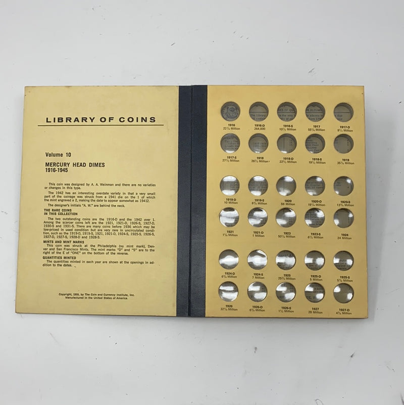 Library of Coins Vol 10 Mercury Head Dimes Coin Album-Used