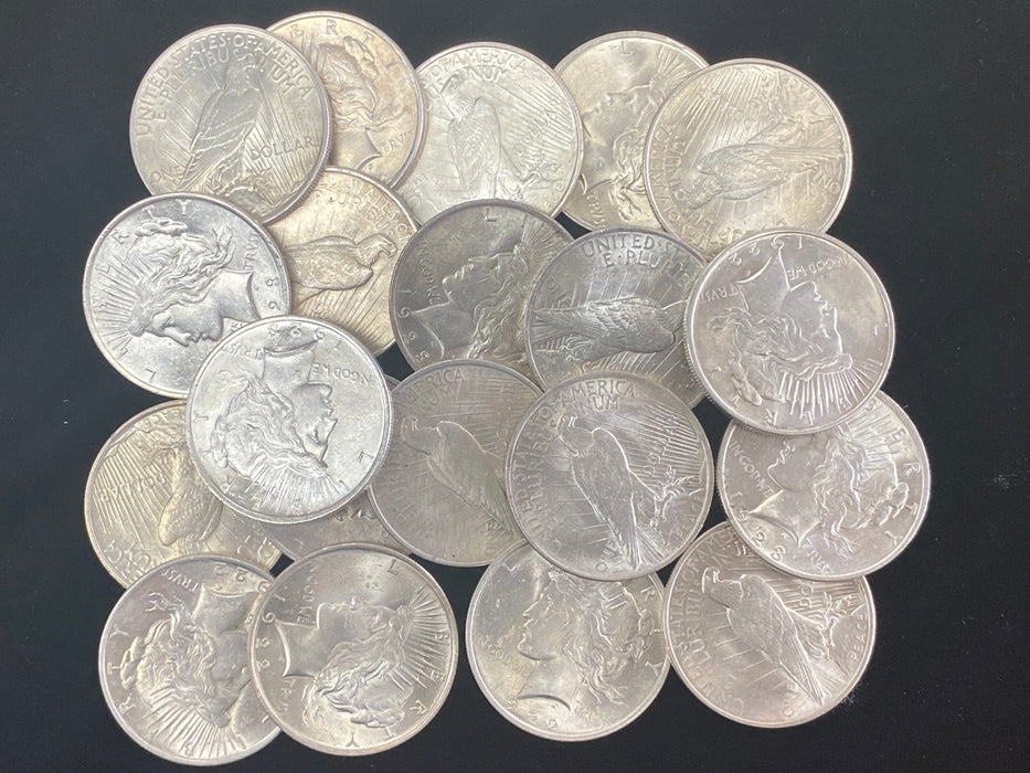 Peace Dollar Roll - 20 Various Years (Mix of 1922, 23, 24) Coins - BU