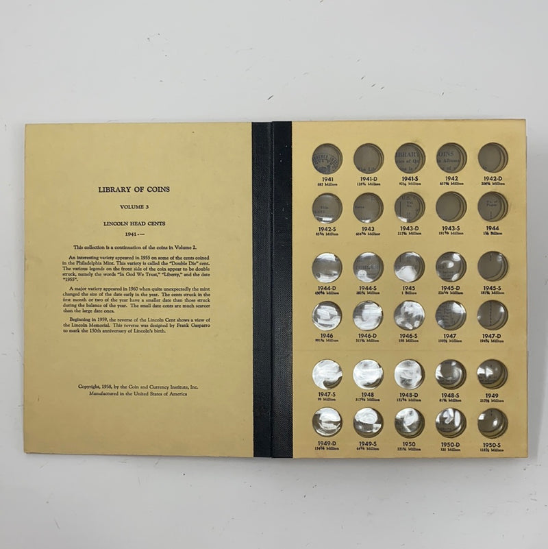 Library of Coins Vol 3 Lincoln Cents Part 2 Coin Album-Used