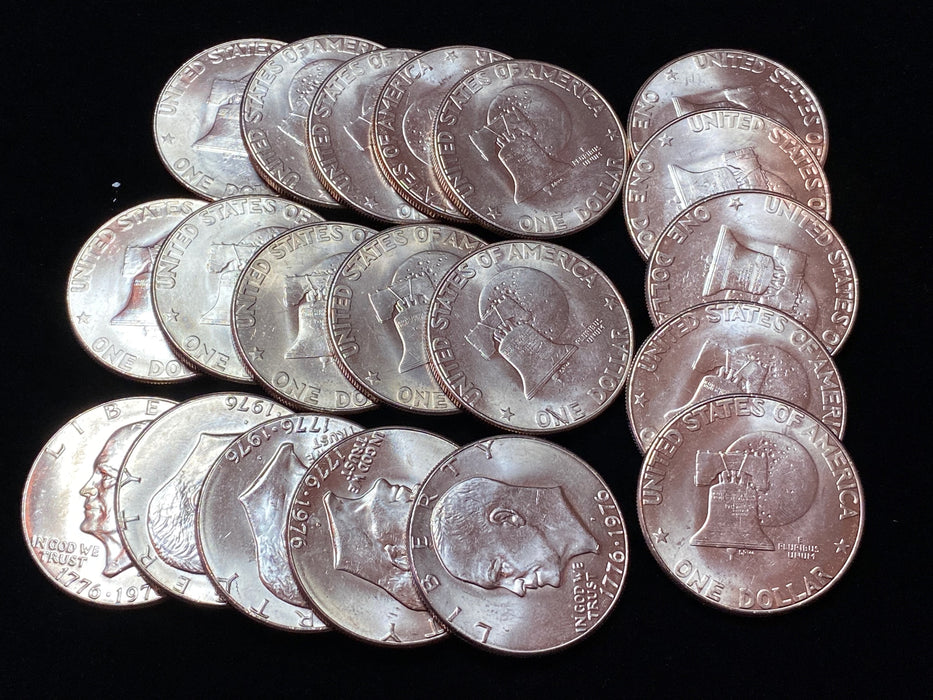 1976 D Unc Type 1 Eisenhower Ike Bicentennial Clad Dollar - Roll of 20 US Coins - US Coin