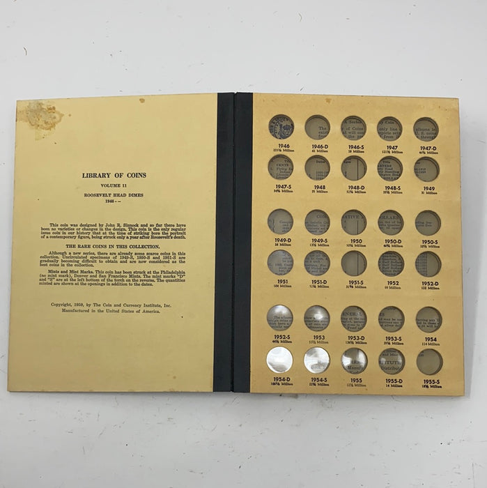 Library of Coins Vol 11 Roosevelt Head Dimes Coin Album-Used