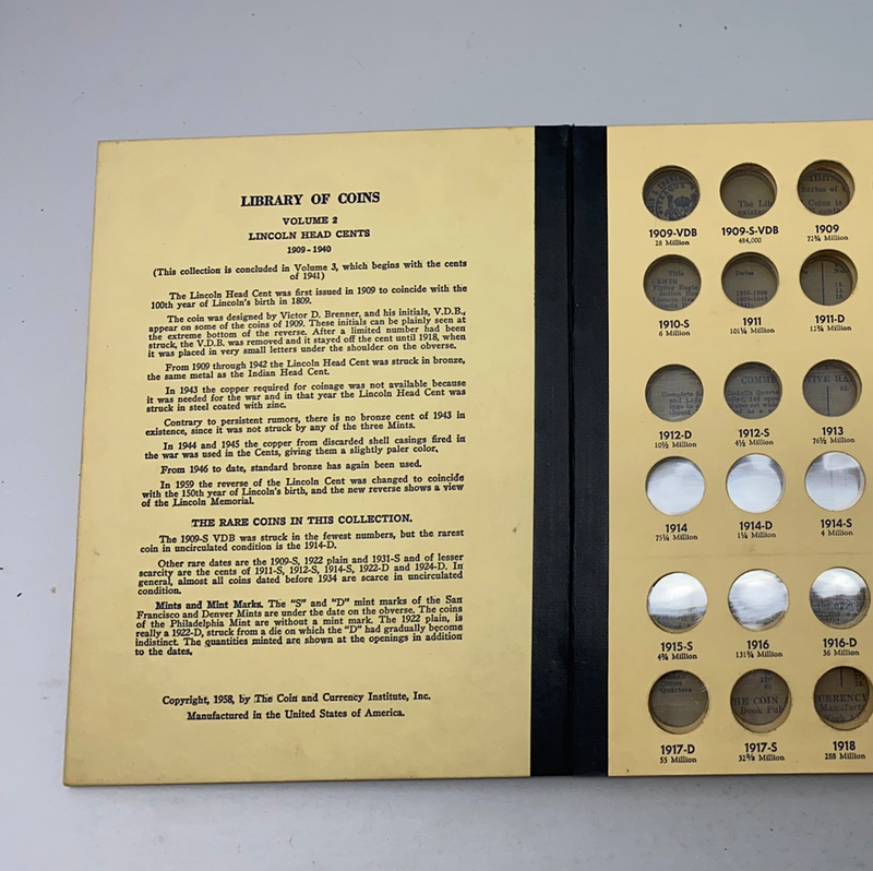 Library of Coins Vol 2 Lincoln Cents Part 1 Coin Album-Used