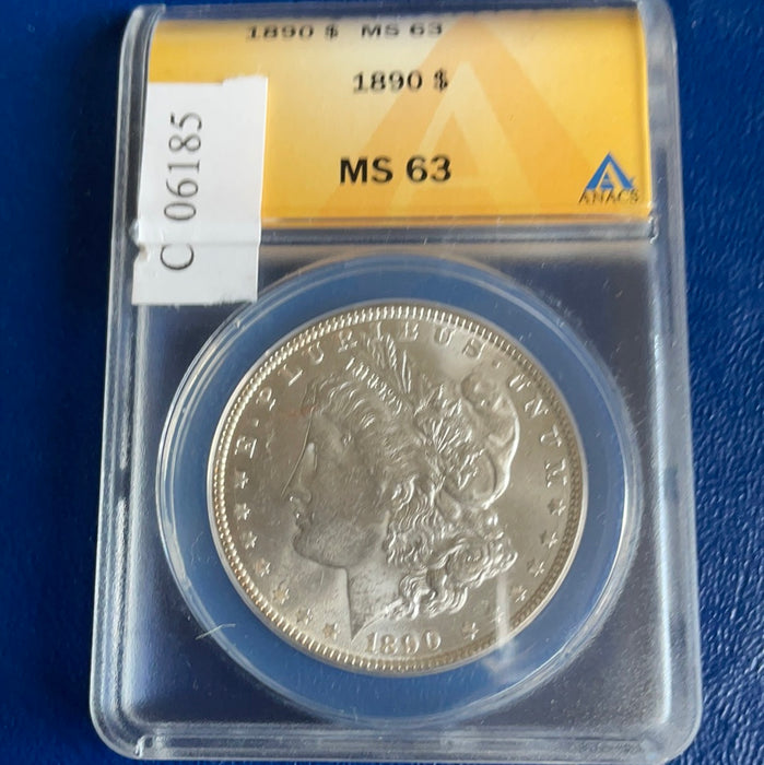 1890 Morgan Silver Dollar ANACS MS-63 - US Coin