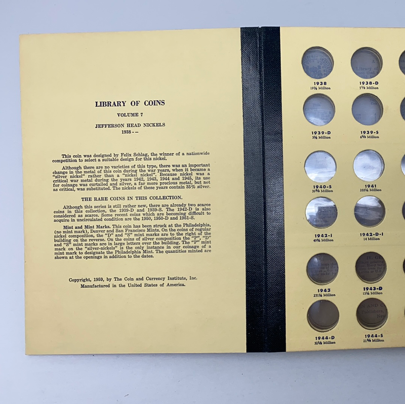 Library of Coins Vol 7 Jefferson Head Nickels Coin Album-Used