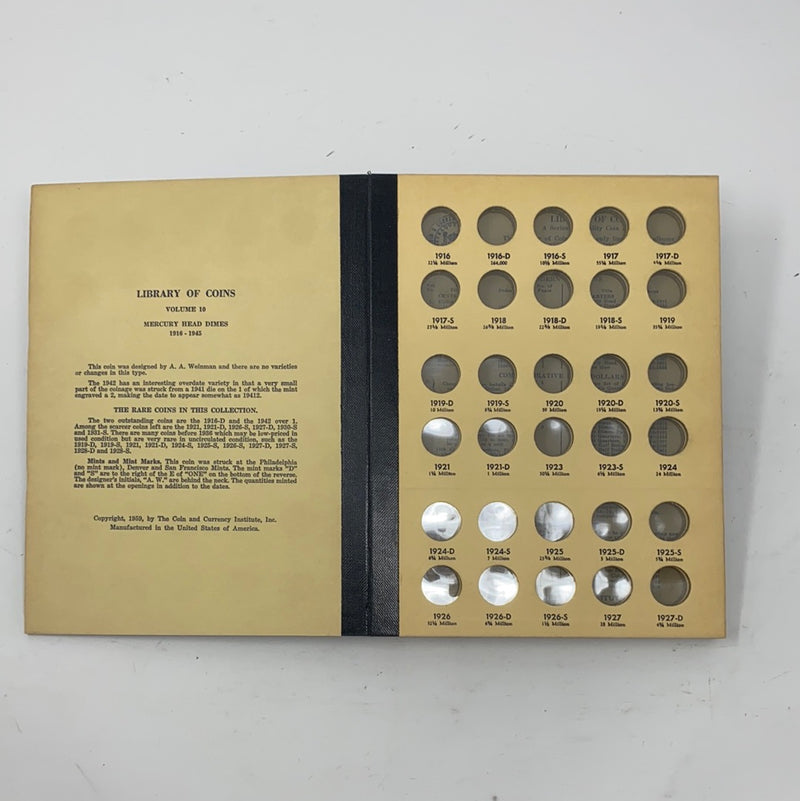 Library of Coins Vol 10 Mercury Head Dimes Coin Album-Used