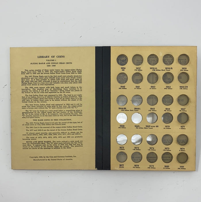 Library of Coins Vol 1 Flying Eagle/Indian Head Coin Album-Used