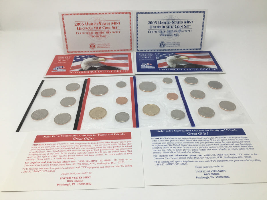 2003 P & D US Mint Uncirculated Coin Set