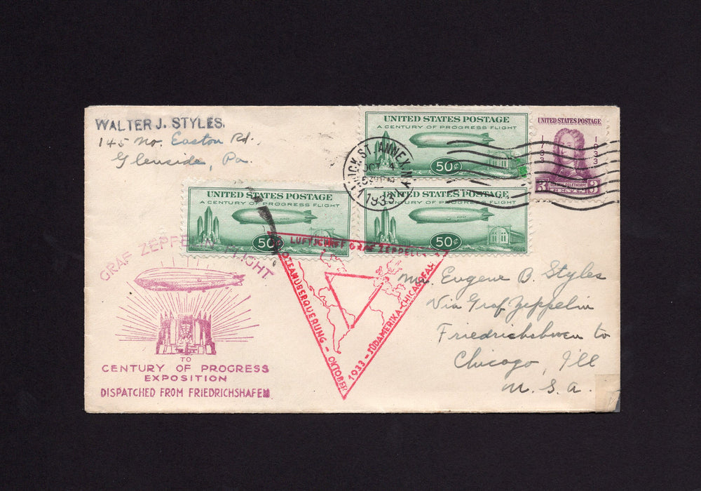 (3) Scott C18 Stamps F/VF & (1) 3¢ Olgethorpe on Cover US Stamp