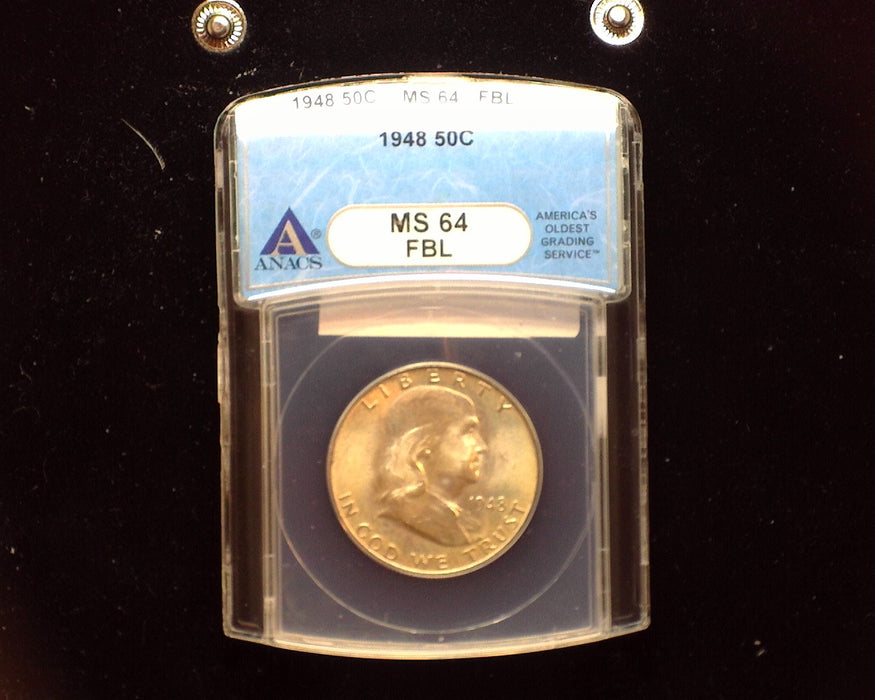 1948 Franklin Half Dollar ANACS MS64 Full Bell Lines - US Coin